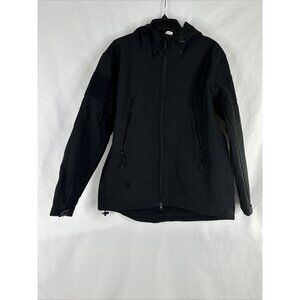 3 Swords Tactical Jacket Mens Size L Black Full Zip Hooded Zipper Pockets